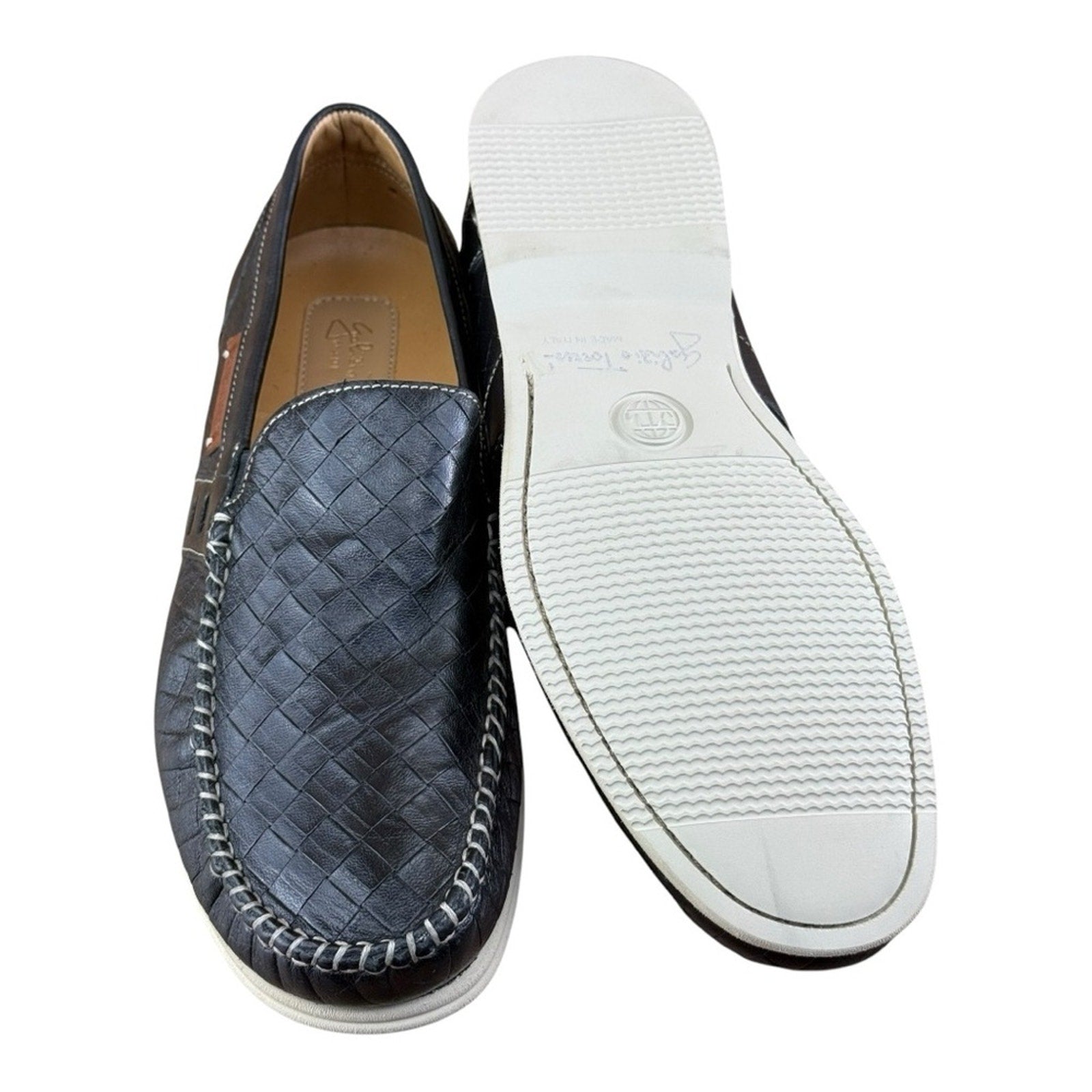 Galizio Torresi Men’s slip on Leather navy Blue shoes loafers Size 8.5-9|42 EU.