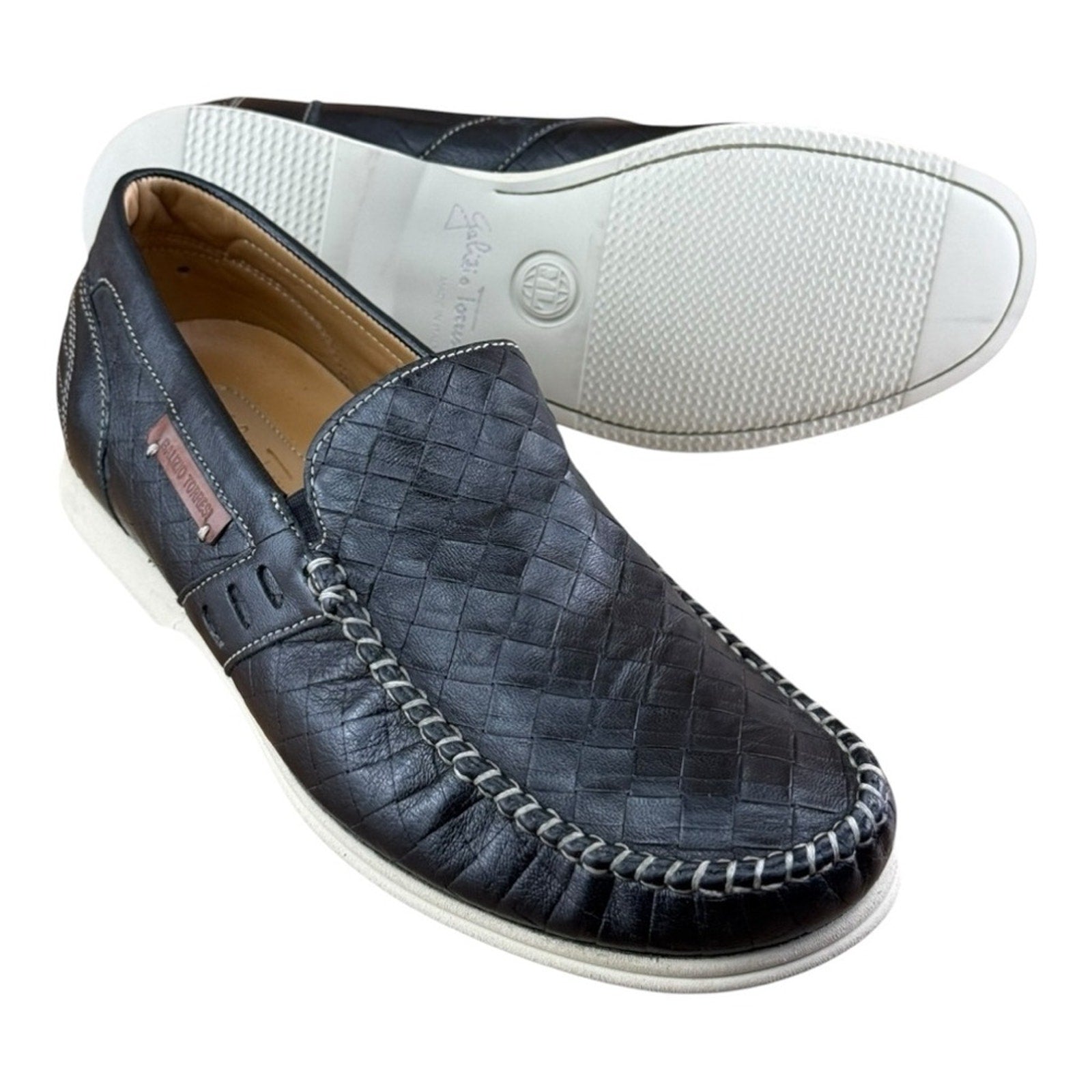 Galizio Torresi Men’s slip on Leather navy Blue shoes loafers Size 8.5-9|42 EU.