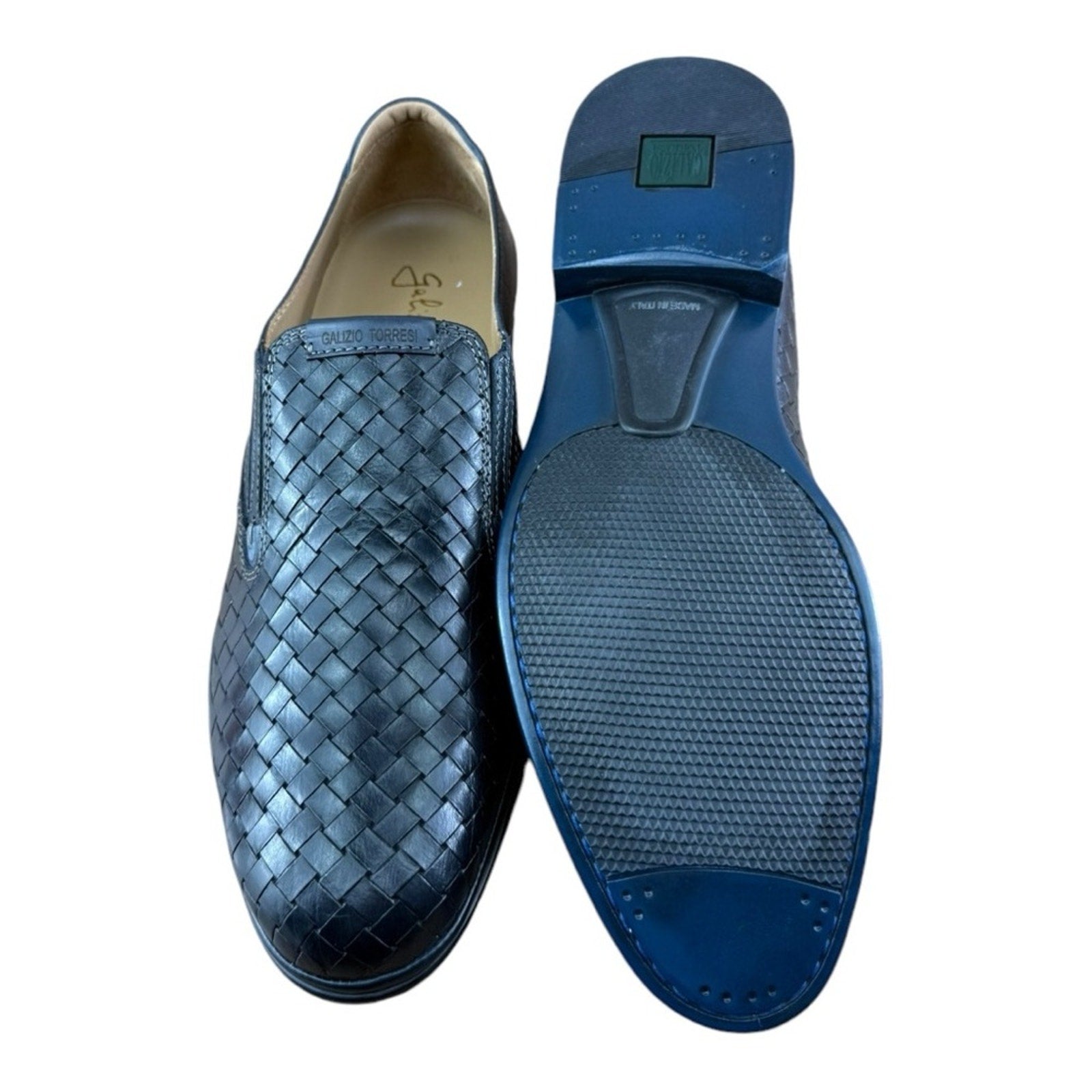 Galizio Torresi Men’s slip on Leather navy Blue shoes loafers Size 8.5/9|42 EU.