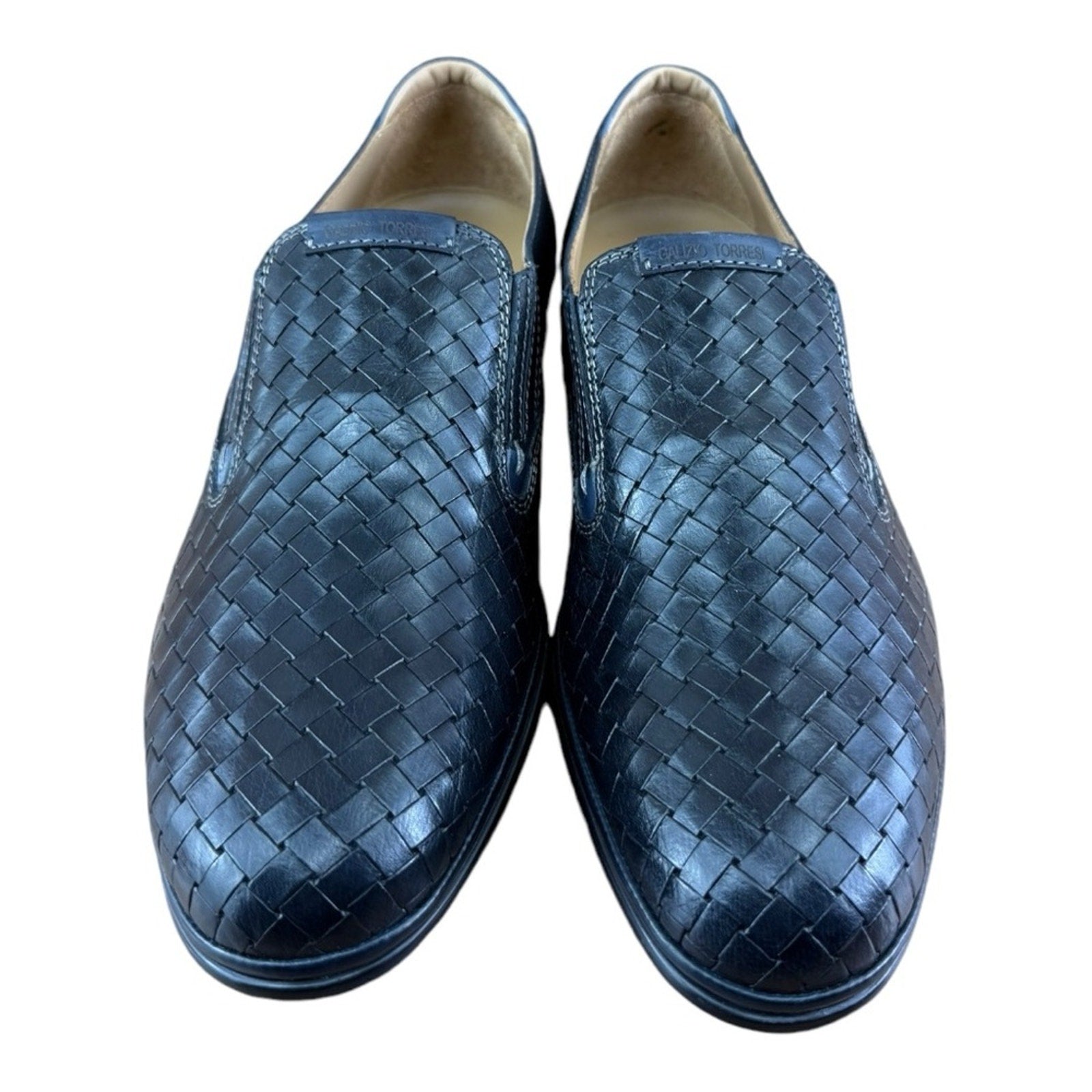 Galizio Torresi Men’s slip on Leather navy Blue shoes loafers Size 8.5/9|42 EU.