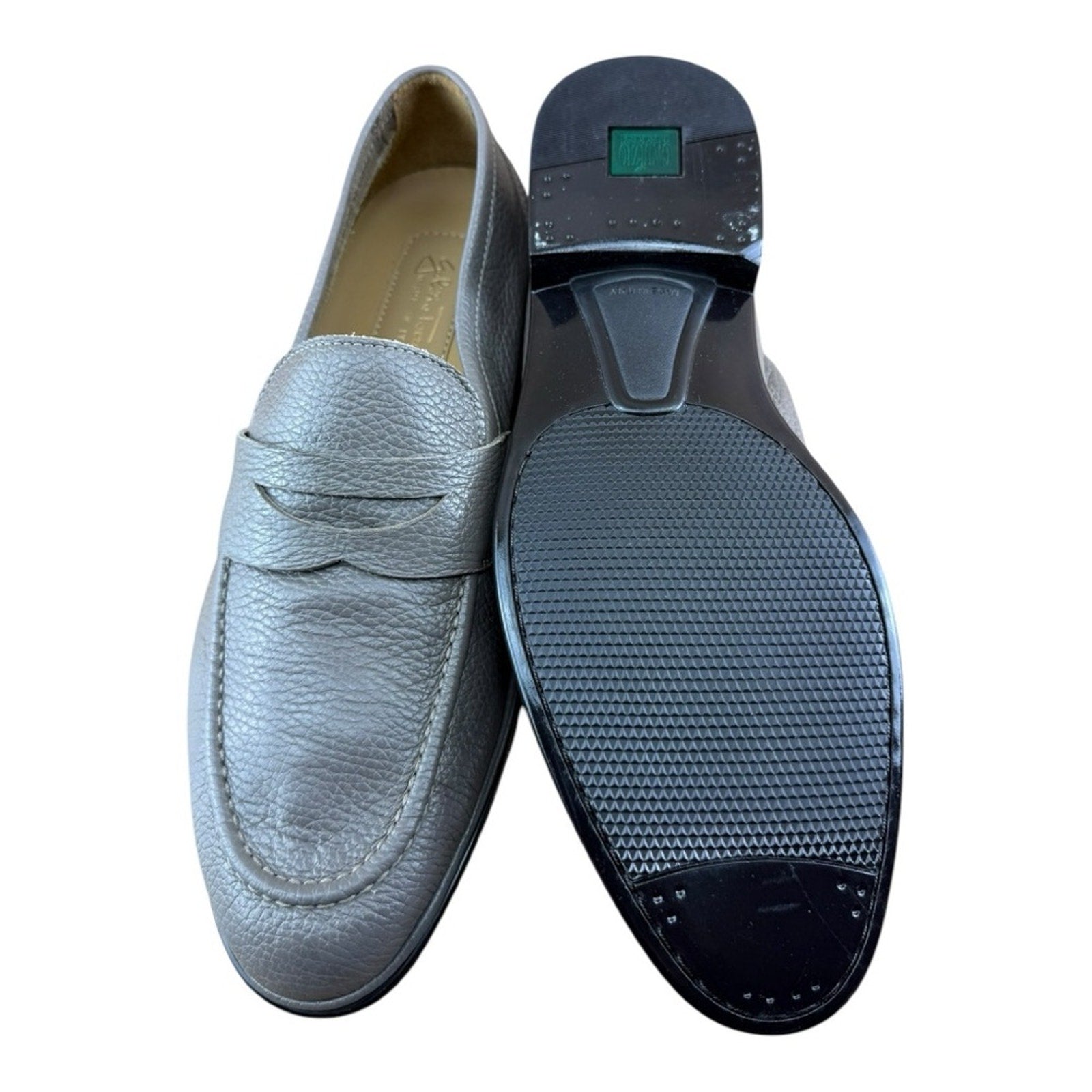 Galizio Torresi Men’s slip on Leather Gray shoes penny loafers Size 8.5-9 42 EU.