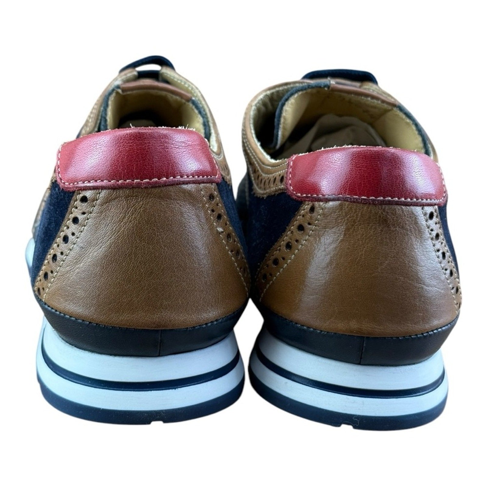 Galizio Torresi Men’s Designer Leather Casual Sneakers size 8.5-9 42 Navy Blue.