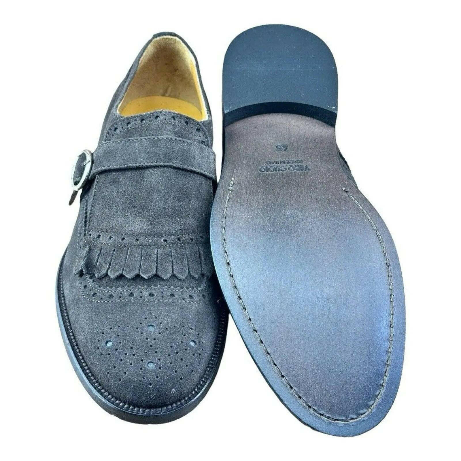 Testoni Bologna Suede Dark Brown Loafers Oxfords buckle Shoes Size US 12|45 Eu.