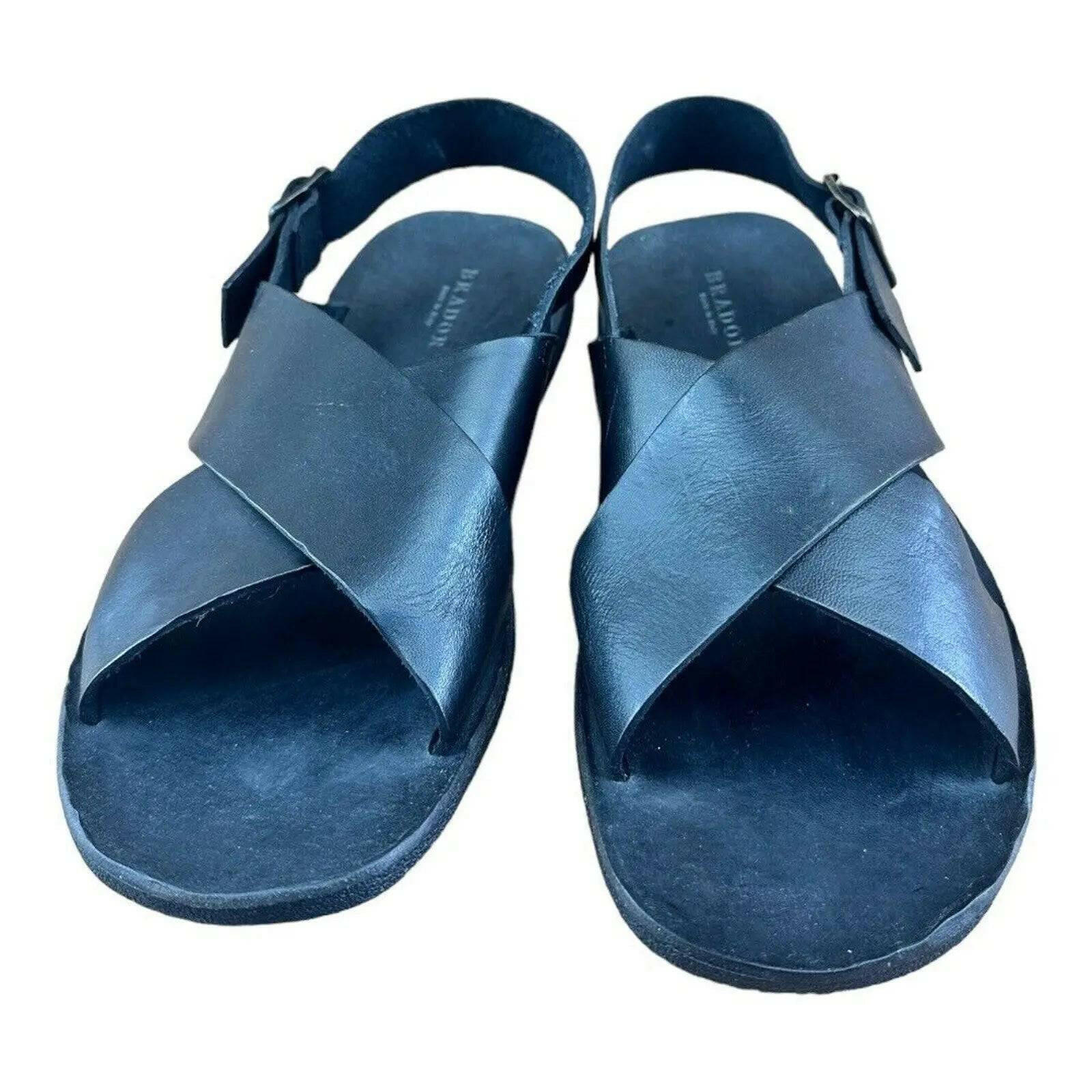 BRADOR Noisy Black Sandals Leather Men.