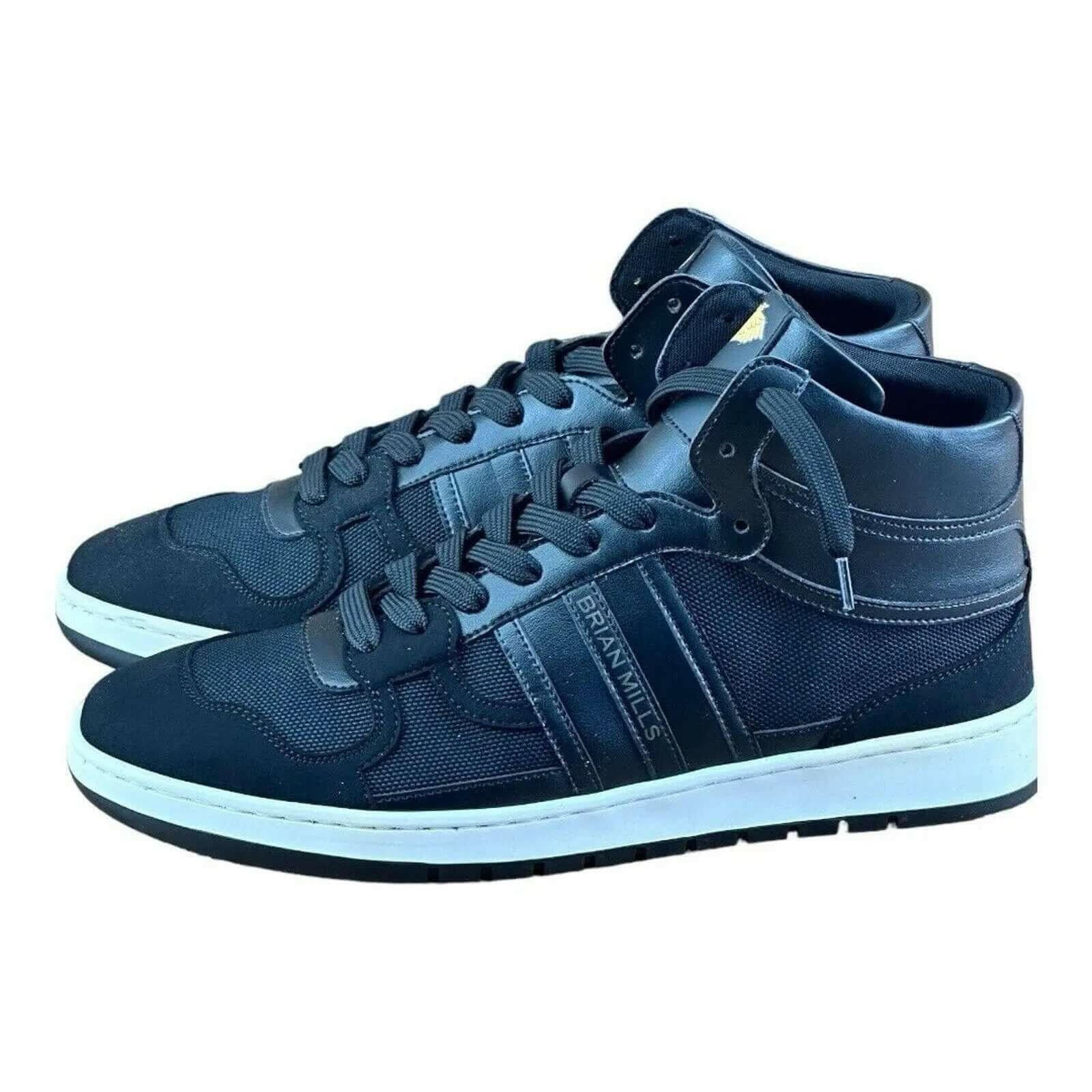 BRIAN MILLS Black High top sneakers Fashion Men.