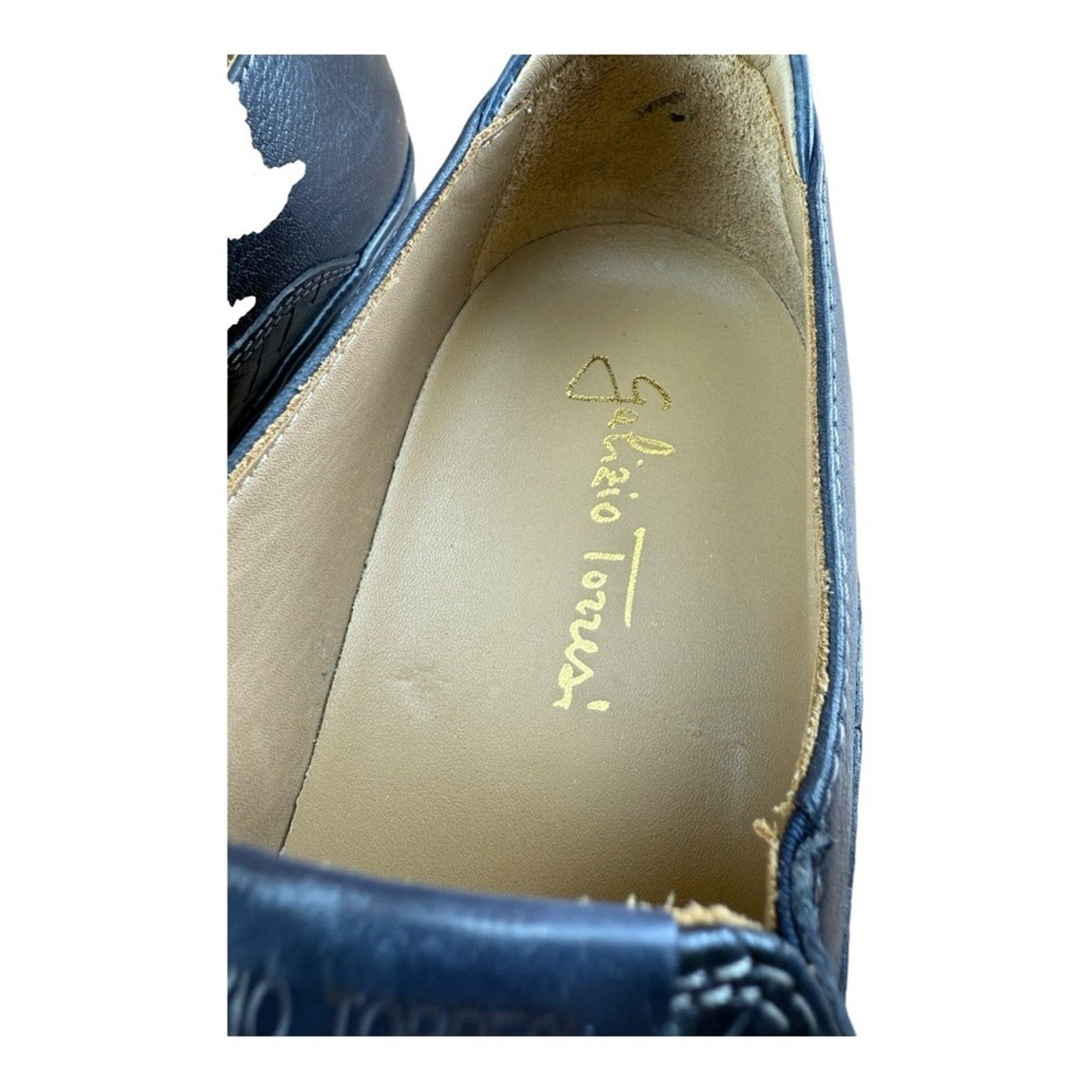 Galizio Torresi Men’s slip on Leather navy Blue shoes loafers Size 8.5/9|42 EU.