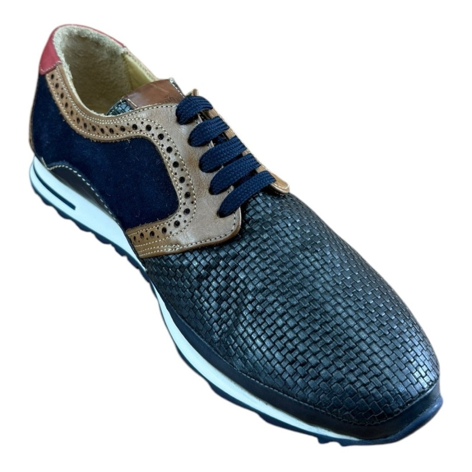 Galizio Torresi Men’s Designer Leather Casual Sneakers size 8.5-9 42 Navy Blue.