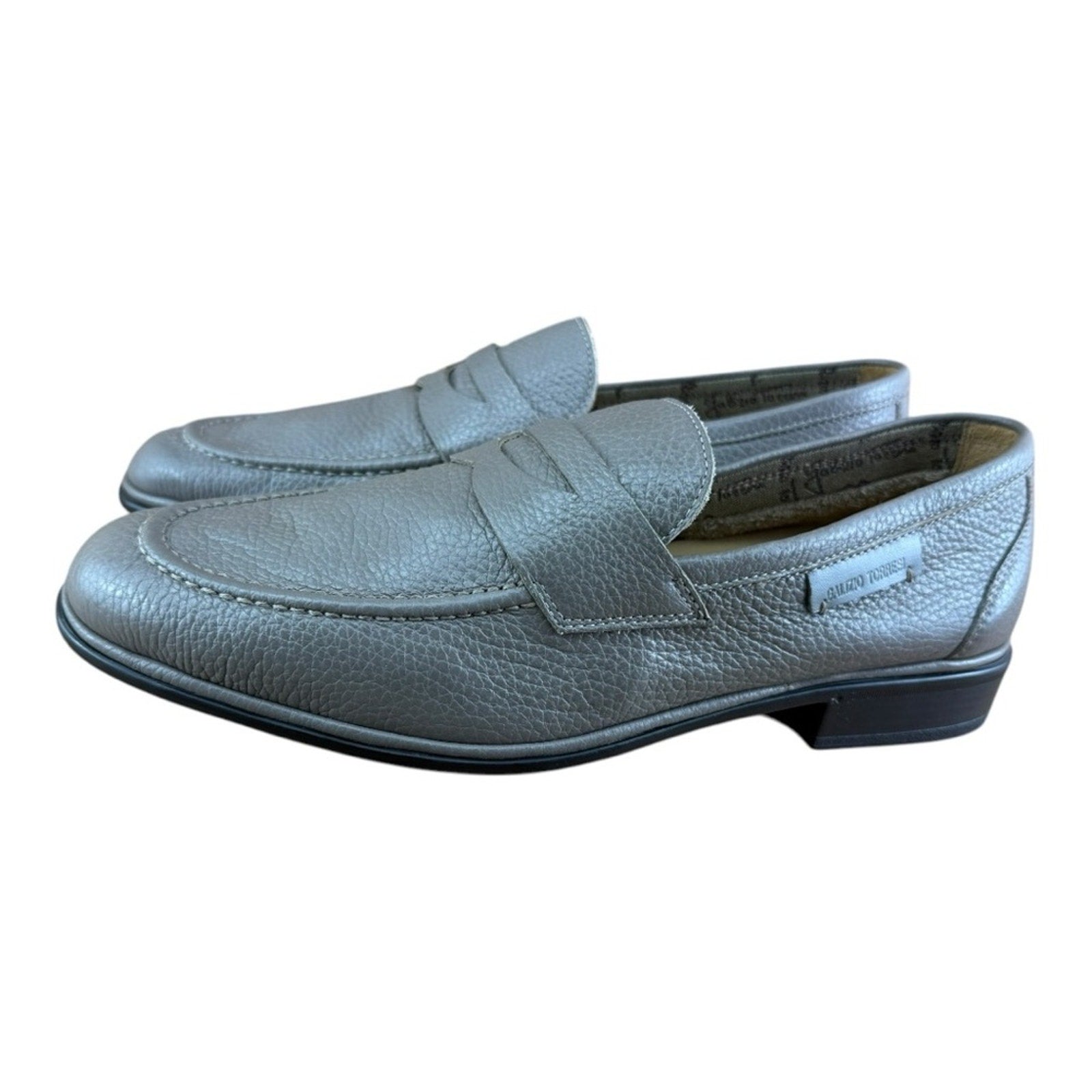 Galizio Torresi Men’s slip on Leather Gray shoes penny loafers Size 8.5-9 42 EU.