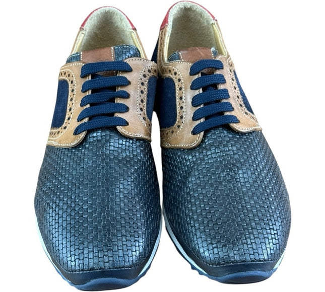 Galizio Torresi Men’s Designer Leather Casual Sneakers size 8.5-9  42 Navy Blue.