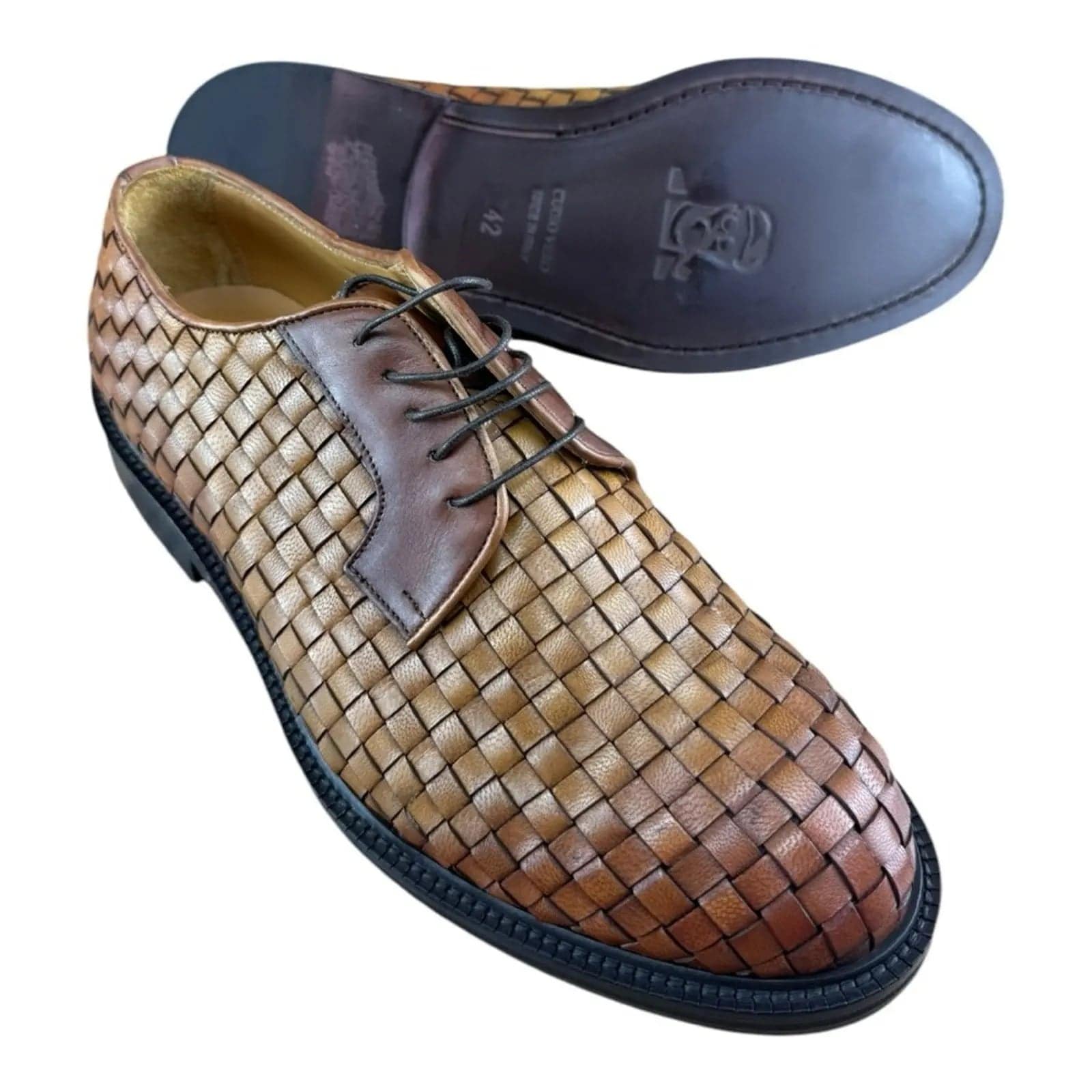 MR. COBBLER Luxury Square Brown Shoes Oxfords.