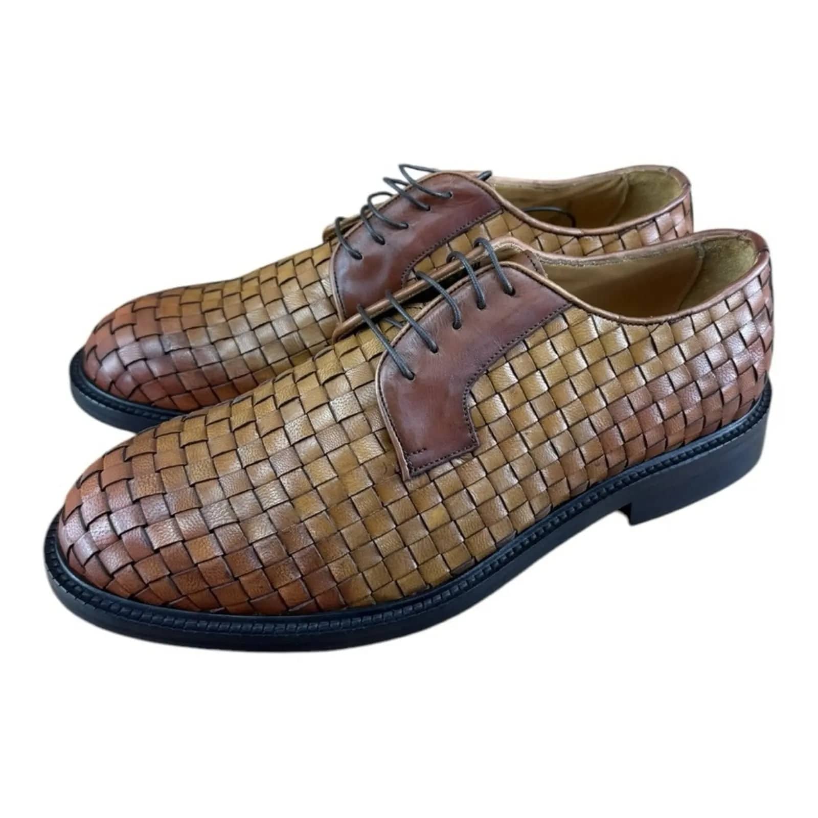 MR. COBBLER Luxury Square Brown Shoes Oxfords.