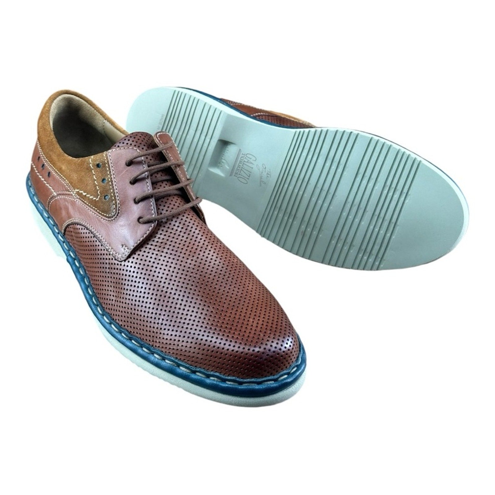 Galizio Torresi Brown Leather Derby shoes Men.
