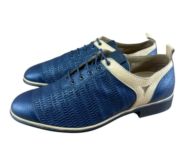 Galizio Torresi Men’s Blue  Leather Dress Shoes Oxford Size US 9|42 EU.