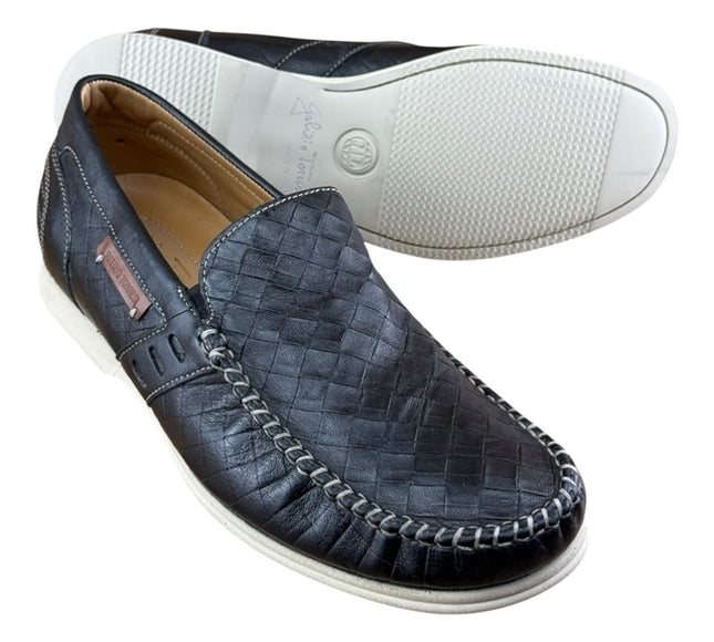 Galizio Torresi Men’s slip on Leather  navy Blue shoes loafers Size 8.5-9|42 EU.