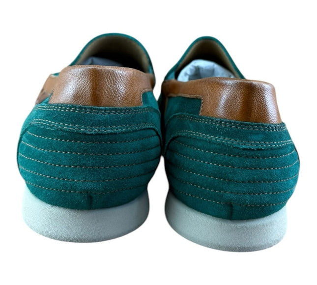 Galizio Torresi Men’s slip on Leather Green Brown shoes penny loafers.