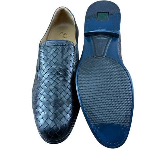 Galizio Torresi Men’s slip on Leather  navy Blue shoes loafers Size 8.5/9|42 EU.