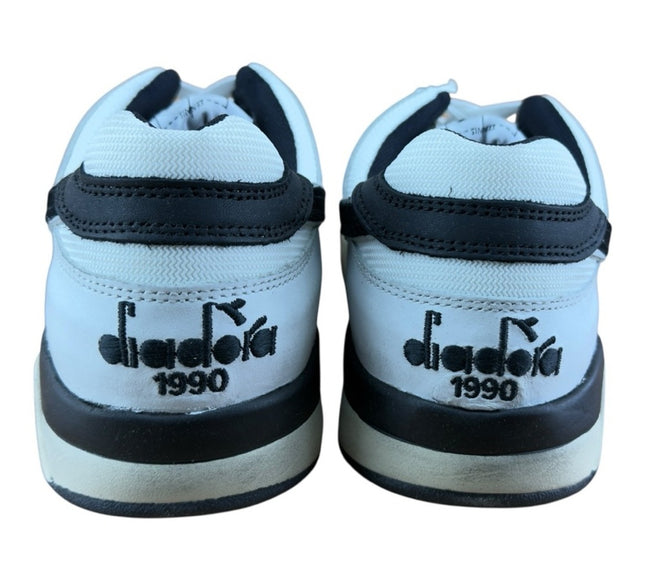 Diadora men Heritage Mi Frame Used 'White Black' Leather Sneakers