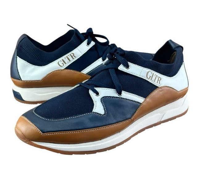 Galizio Torresi Men’s Designer blue  Leather Casual Sneakers size 9 42 EU.