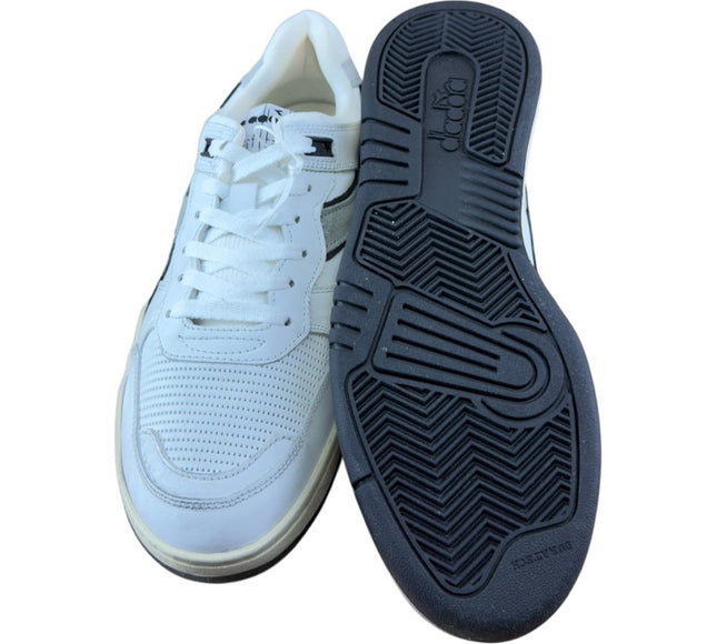 Diadora men Heritage Mi Frame Used 'White Black' Leather Sneakers