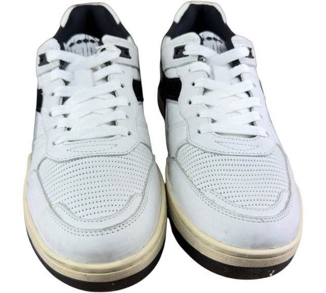 Diadora men Heritage Mi Frame Used 'White Black' Leather Sneakers