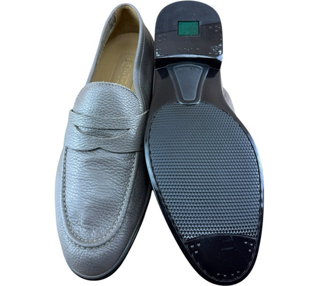 Galizio Torresi Men’s slip on Leather Gray  shoes penny loafers Size 8.5-9 42 EU.