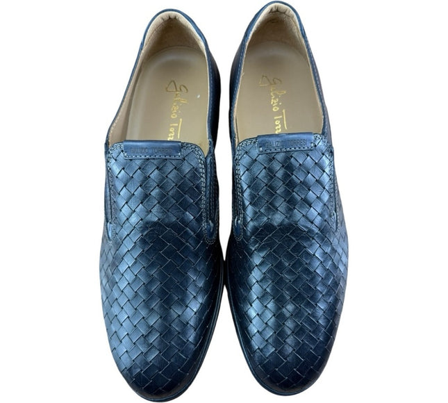 Galizio Torresi Men’s slip on Leather  navy Blue shoes loafers Size 8.5/9|42 EU.