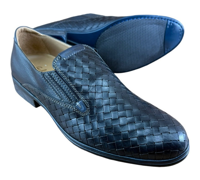 Galizio Torresi Men’s slip on Leather  navy Blue shoes loafers Size 8.5/9|42 EU.