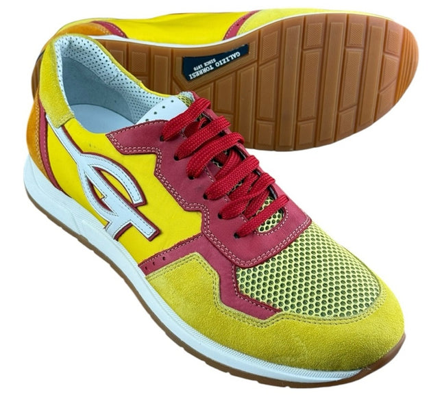 Galizio Torresi Men’s Designer Leather Casual Sneakers size 8.5-9|42 EU Yellow.