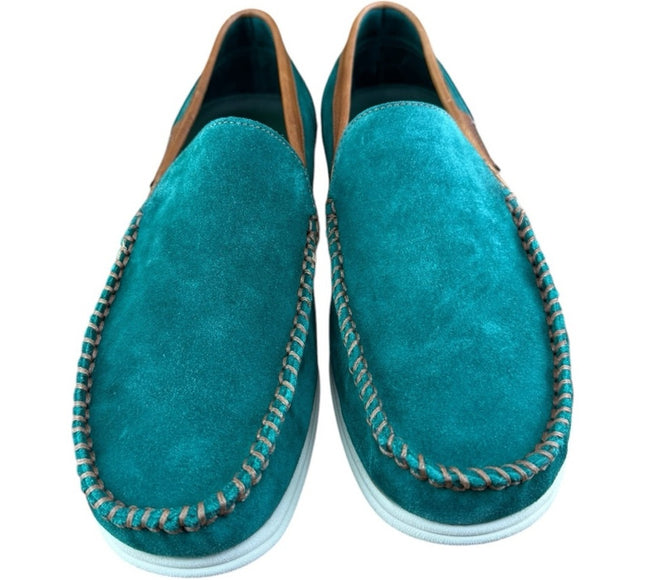 Galizio Torresi Men’s slip on Leather Green Brown shoes penny loafers.