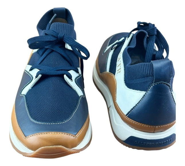 Galizio Torresi Men’s Designer blue  Leather Casual Sneakers size 9 42 EU.