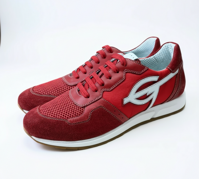 Red and white Galizio Torresi leather sneakers — handcrafted Italian men’s shoes