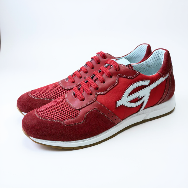 Red and white Galizio Torresi leather sneakers — handcrafted Italian men’s shoes