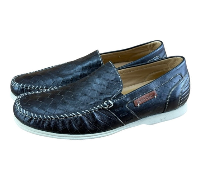 Galizio Torresi Men’s slip on Leather  navy Blue shoes loafers Size 8.5-9|42 EU.