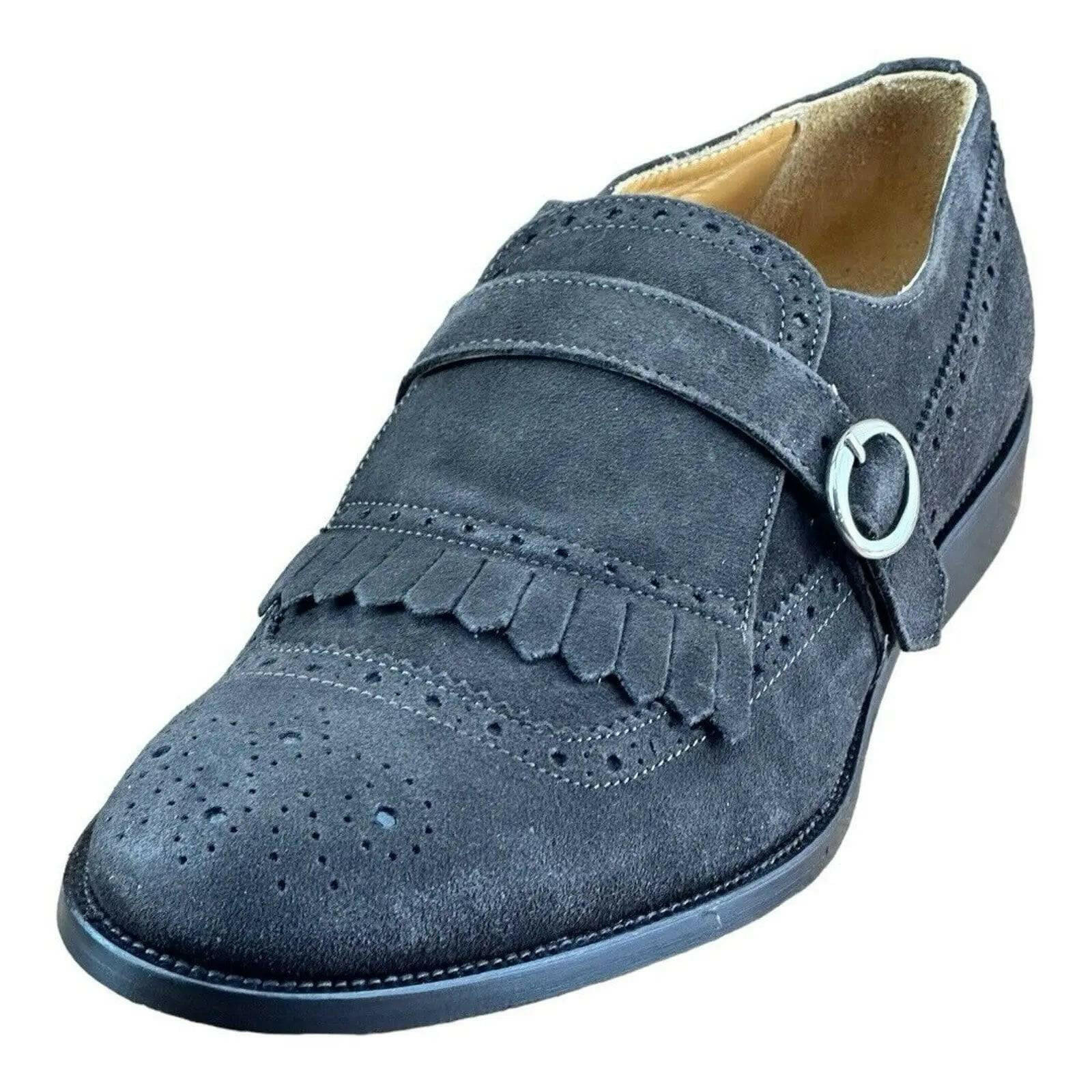 Testoni Bologna Suede Dark Brown Loafers Oxfords buckle Shoes Size US 12|45 Eu.