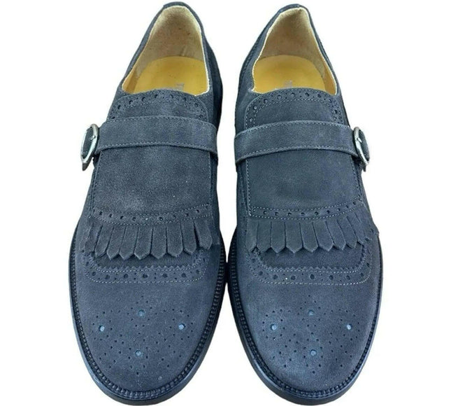 Testoni Bologna Suede Dark Brown Loafers Oxfords buckle Shoes Size US 12|45 Eu.