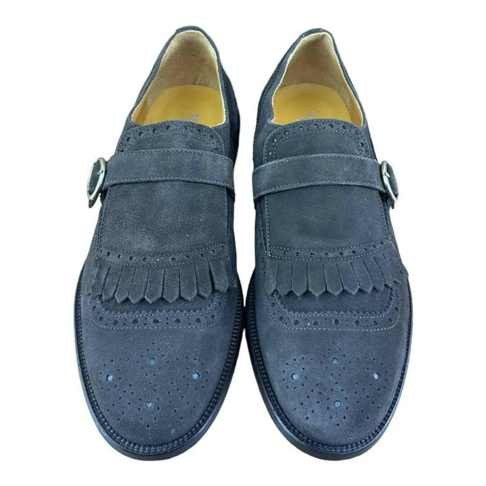 Testoni Bologna Suede Dark Brown Loafers Oxfords buckle Shoes Size US 12|45 Eu.
