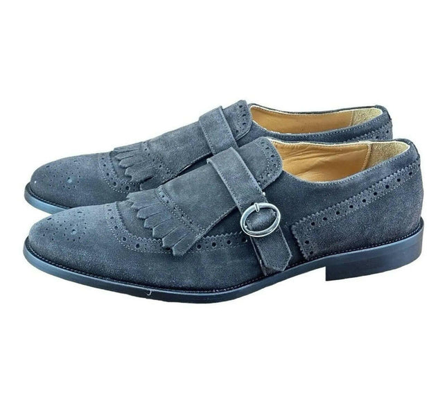 Testoni Bologna Suede Dark Brown Loafers Oxfords buckle Shoes Size US 12|45 Eu.