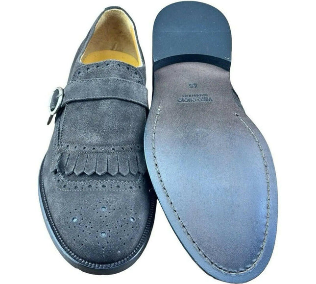 Testoni Bologna Suede Dark Brown Loafers Oxfords buckle Shoes Size US 12|45 Eu.