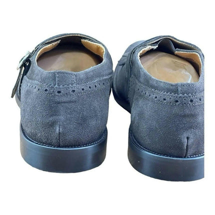 Testoni Bologna Suede Dark Brown Loafers Oxfords buckle Shoes Size US 12|45 Eu.