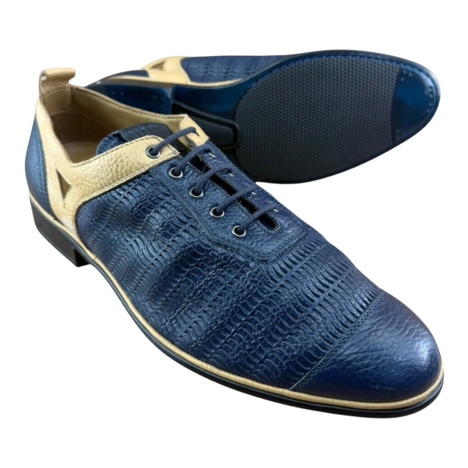 Galizio Torresi Men’s Blue  Leather Dress Shoes Oxford Size US 9|42 EU.