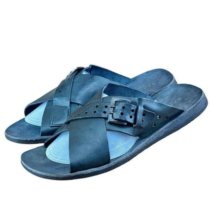 BRADOR Black vintage Slide Sandal Men.