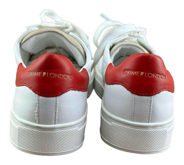 Crime London Men Sneakers Leather White with Red.