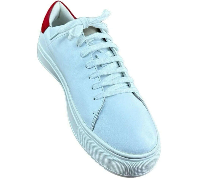 Crime London Men Sneakers Leather White with Red.