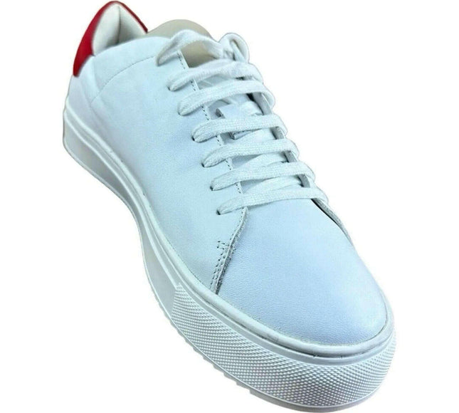 Crime London Men Sneakers Leather White with Red.