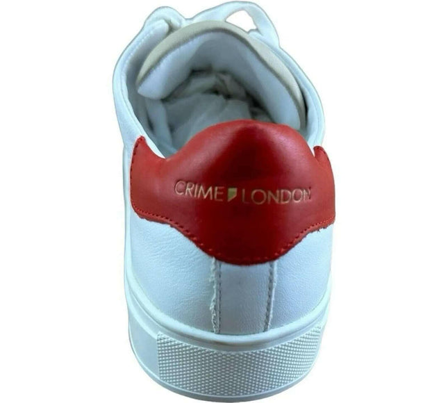 Crime London Men Sneakers Leather White with Red.