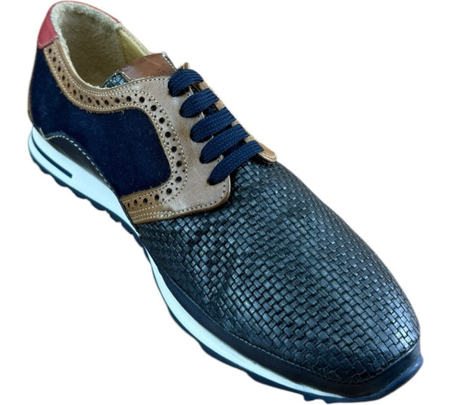 Galizio Torresi Men’s Designer Leather Casual Sneakers size 8.5-9  42 Navy Blue.