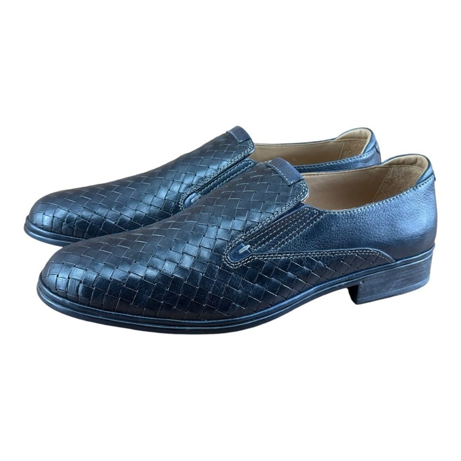 Galizio Torresi Men’s slip on Leather  navy Blue shoes loafers Size 8.5/9|42 EU.