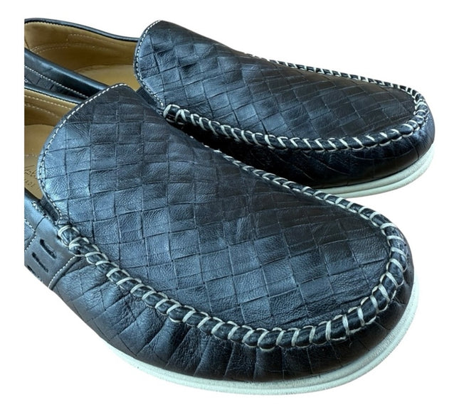 Galizio Torresi Men’s slip on Leather  navy Blue shoes loafers Size 8.5-9|42 EU.