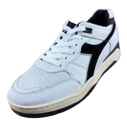 Diadora men Heritage Mi Frame Used 'White Black' Leather Sneakers Diadora