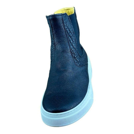 Drudd men Crust Leather boot Black High Top Sneakers.